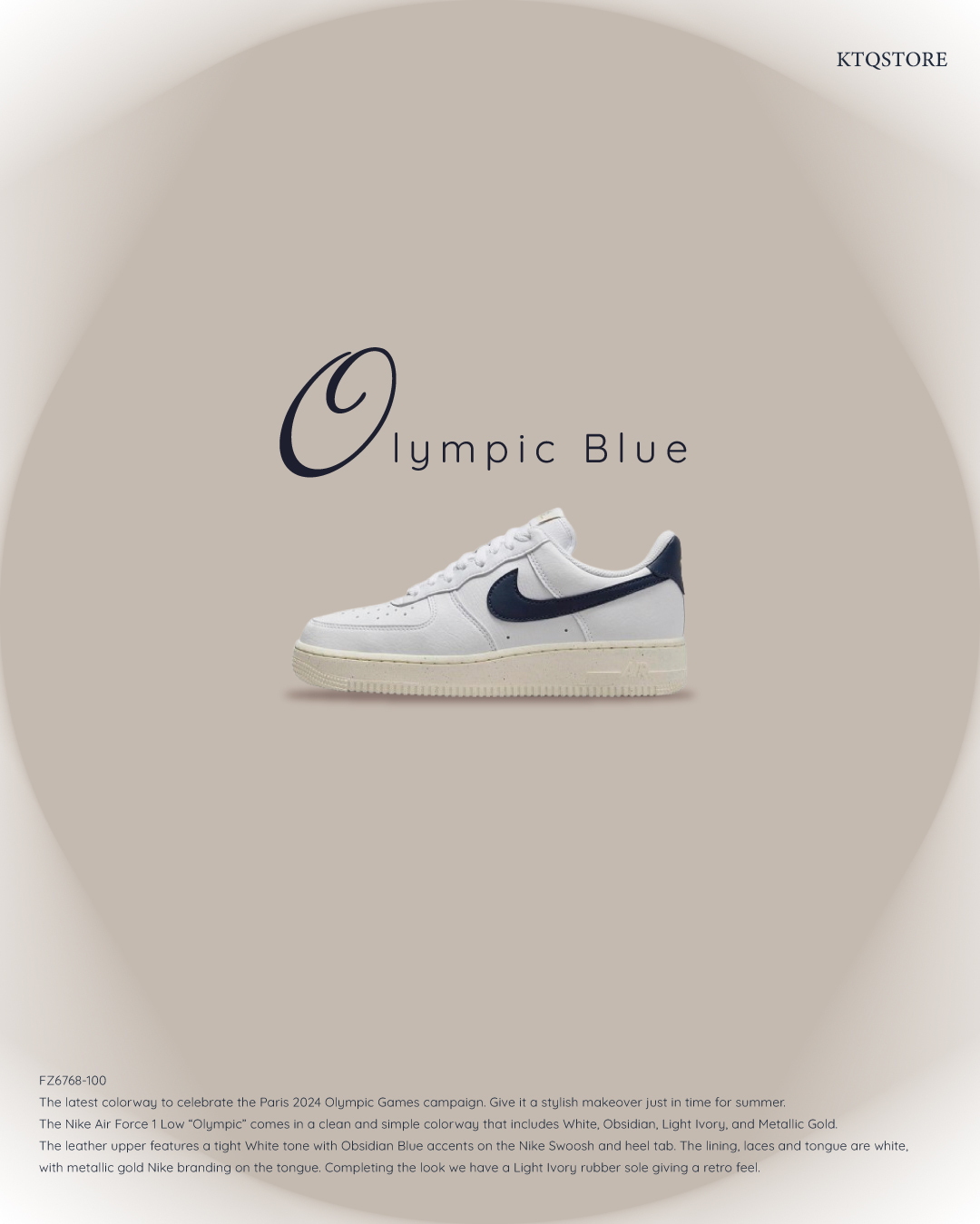 KTQ STORE ‧ Nike Air Force 1 OLYMPIC BLUE 荔枝皮海軍藍奶油底 FZ6768-100
