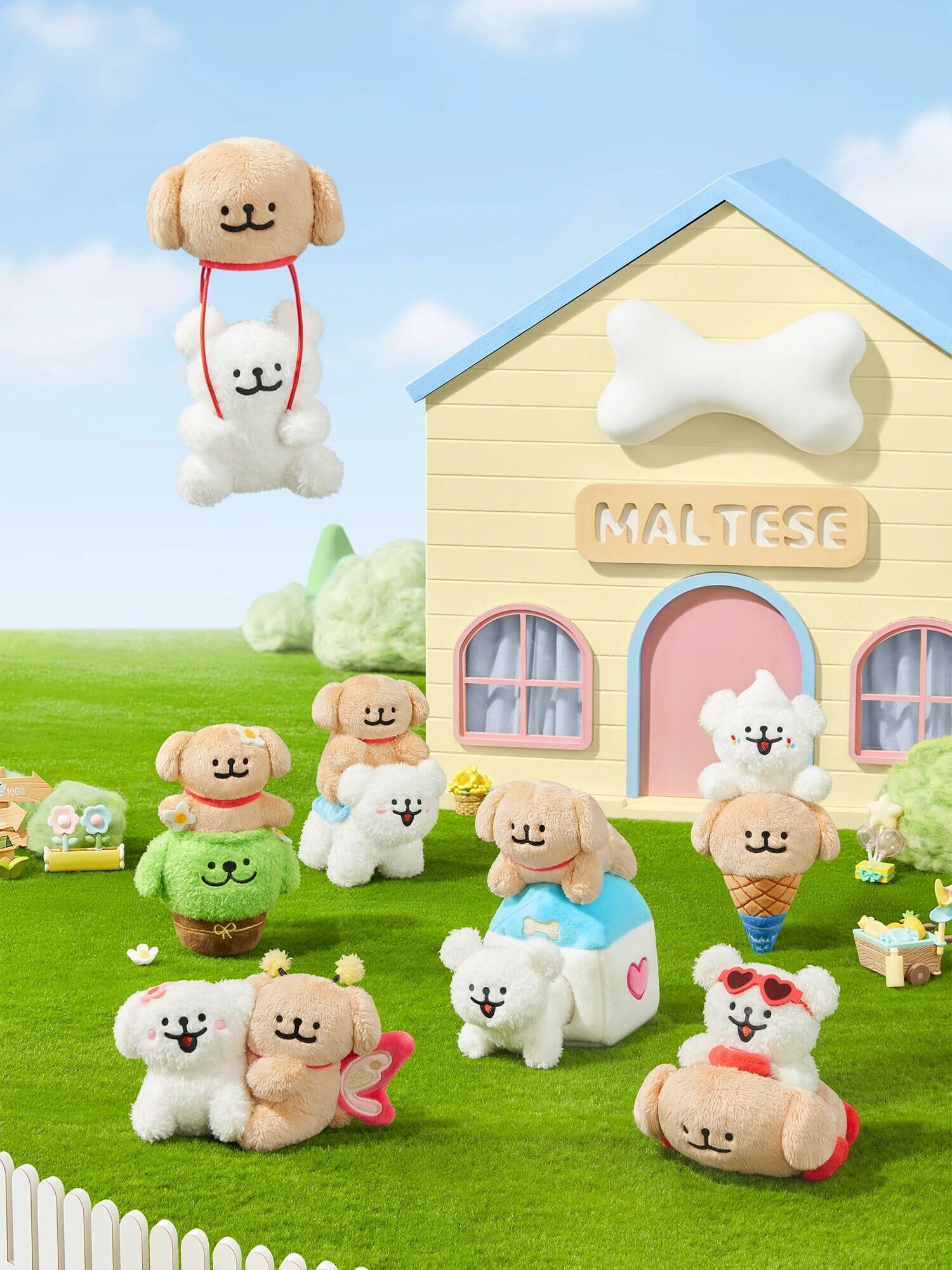 線條小狗 Maltese 馬爾濟斯 正版授權 快樂GOGO系列毛絨盲盒 鑰匙圈 娃娃 吊飾 盲盒 6+1款(任買兩件711免運) /預購