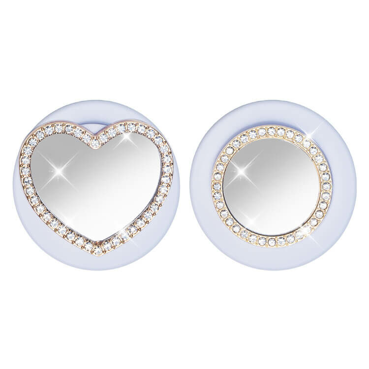 補妝必備! 鑽邊鏡面支架 MagSafe 磁吸 (心形/圓形) - 手機氣囊伸縮支架