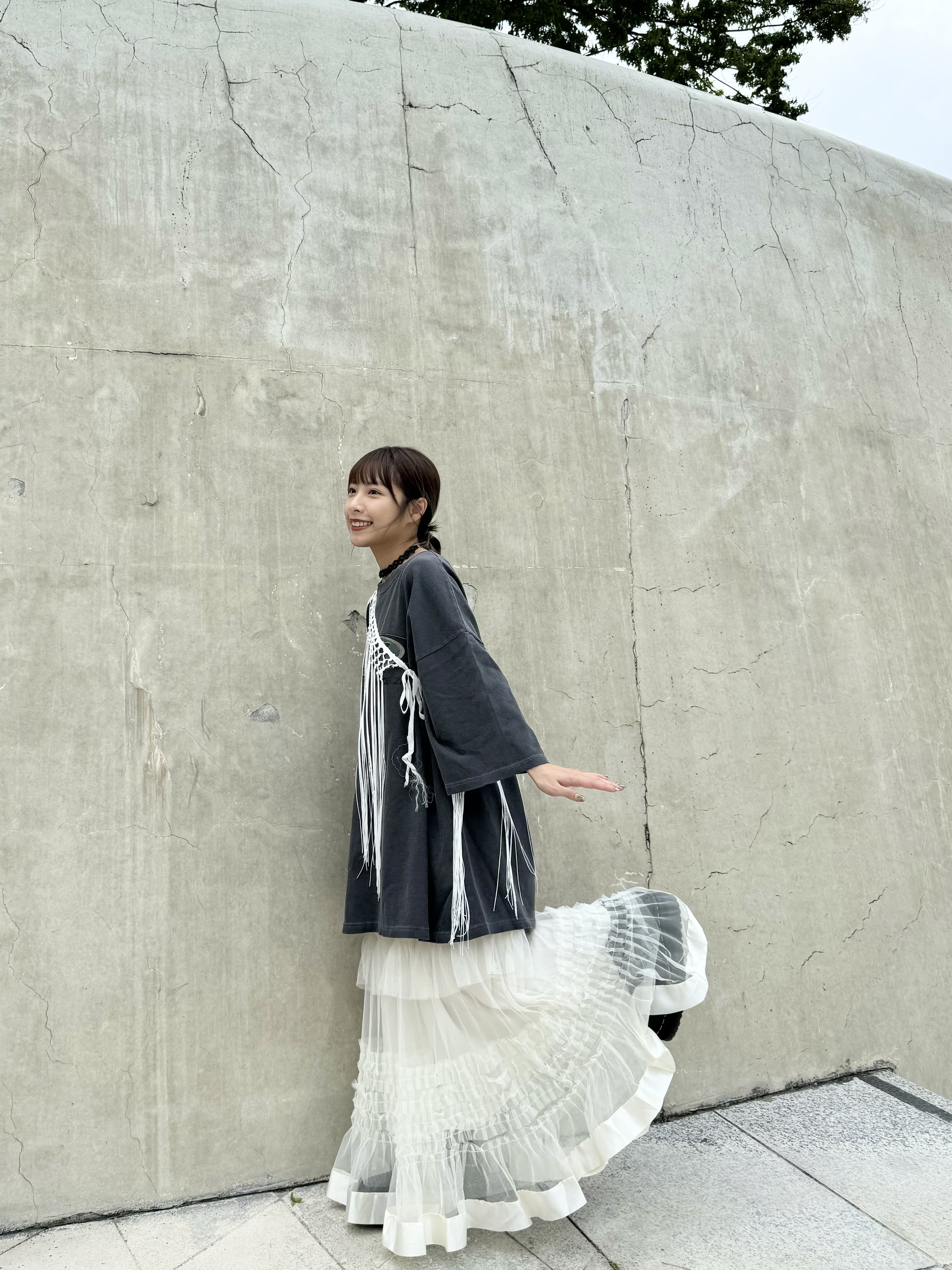 三色入！多ruffle紗紗下身裙