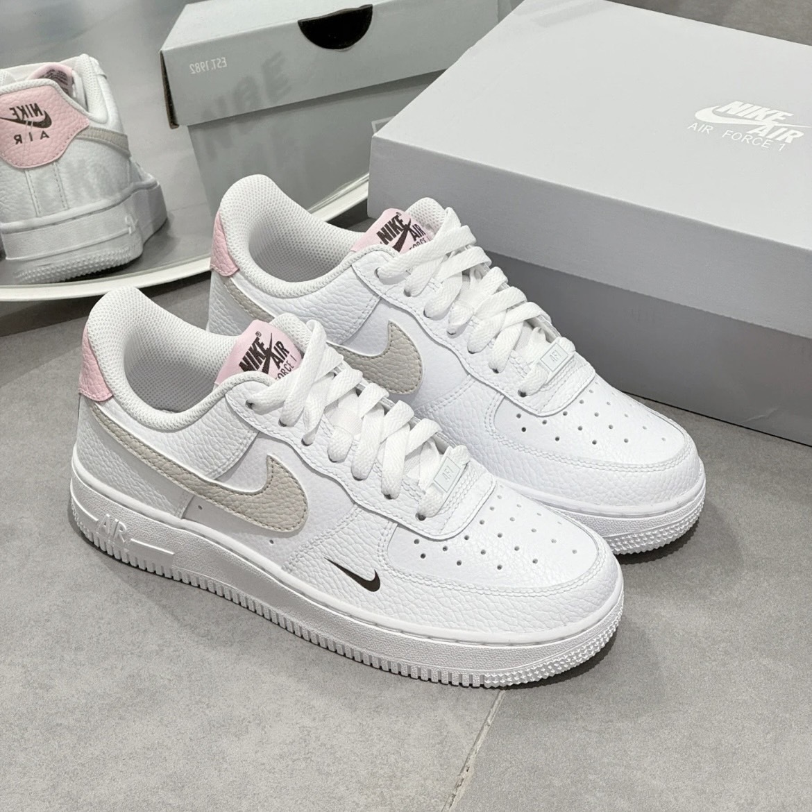 Nike Air Force 1 Low Tumbled Pink 櫻花奶油 小勾 荔枝皮 燕麥 咖啡 粉白 AF1 低筒休閒鞋