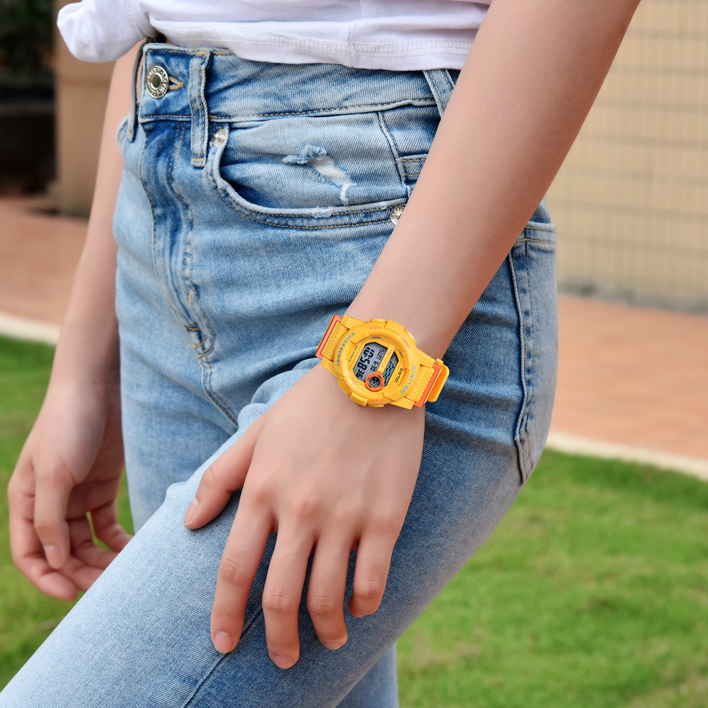 【DIGITEC 數碼科技】 BDG-7073T 經典時尚多功能休閒電子錶 繽紛黃 防水