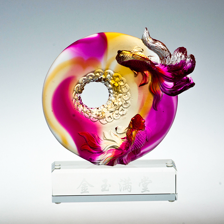 鹿港窯禮品館│琉璃-擺飾/獎牌 風生水起_金玉滿堂│生日祝壽、結婚賀禮、退休禮首選