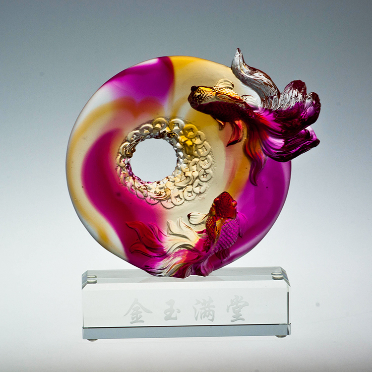 鹿港窯禮品館│琉璃-擺飾/獎牌 風生水起_金玉滿堂│生日祝壽、結婚賀禮、退休禮首選