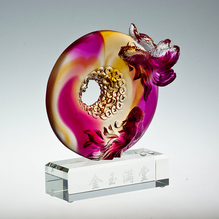 鹿港窯禮品館│琉璃-擺飾/獎牌 風生水起_金玉滿堂│生日祝壽、結婚賀禮、退休禮首選