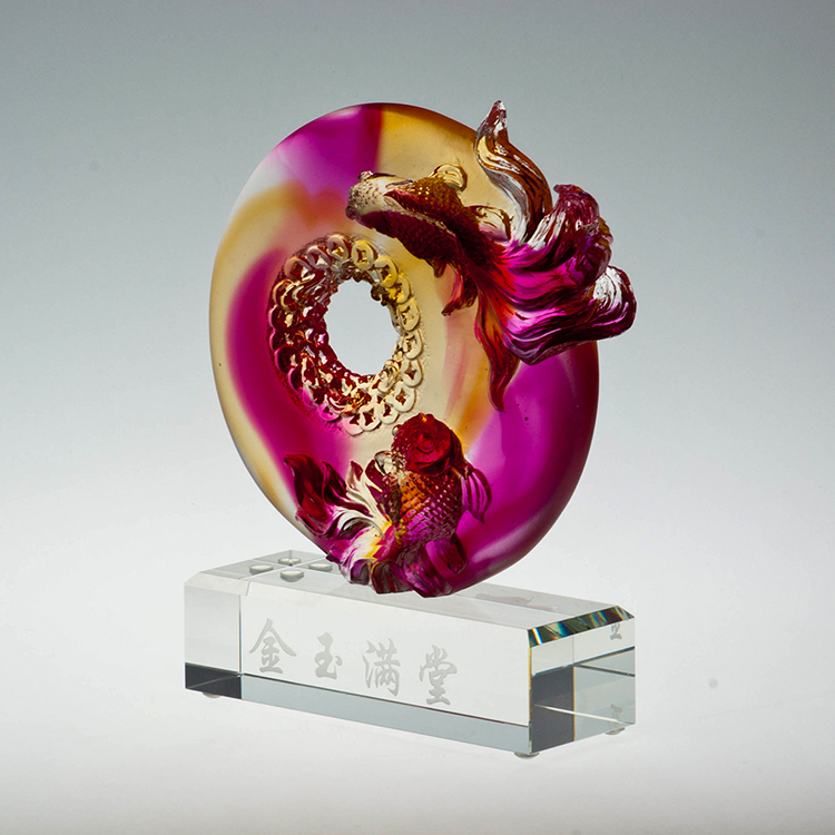 鹿港窯禮品館│琉璃-擺飾/獎牌 風生水起_金玉滿堂│生日祝壽、結婚賀禮、退休禮首選