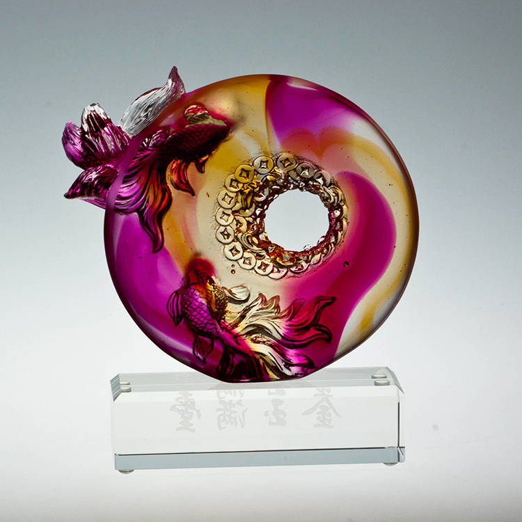 鹿港窯禮品館│琉璃-擺飾/獎牌 風生水起_金玉滿堂│生日祝壽、結婚賀禮、退休禮首選