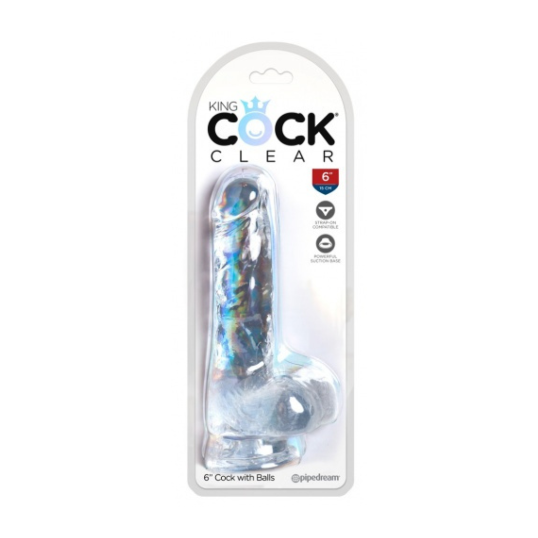 King Cock 6" Cock with Balls - Clear