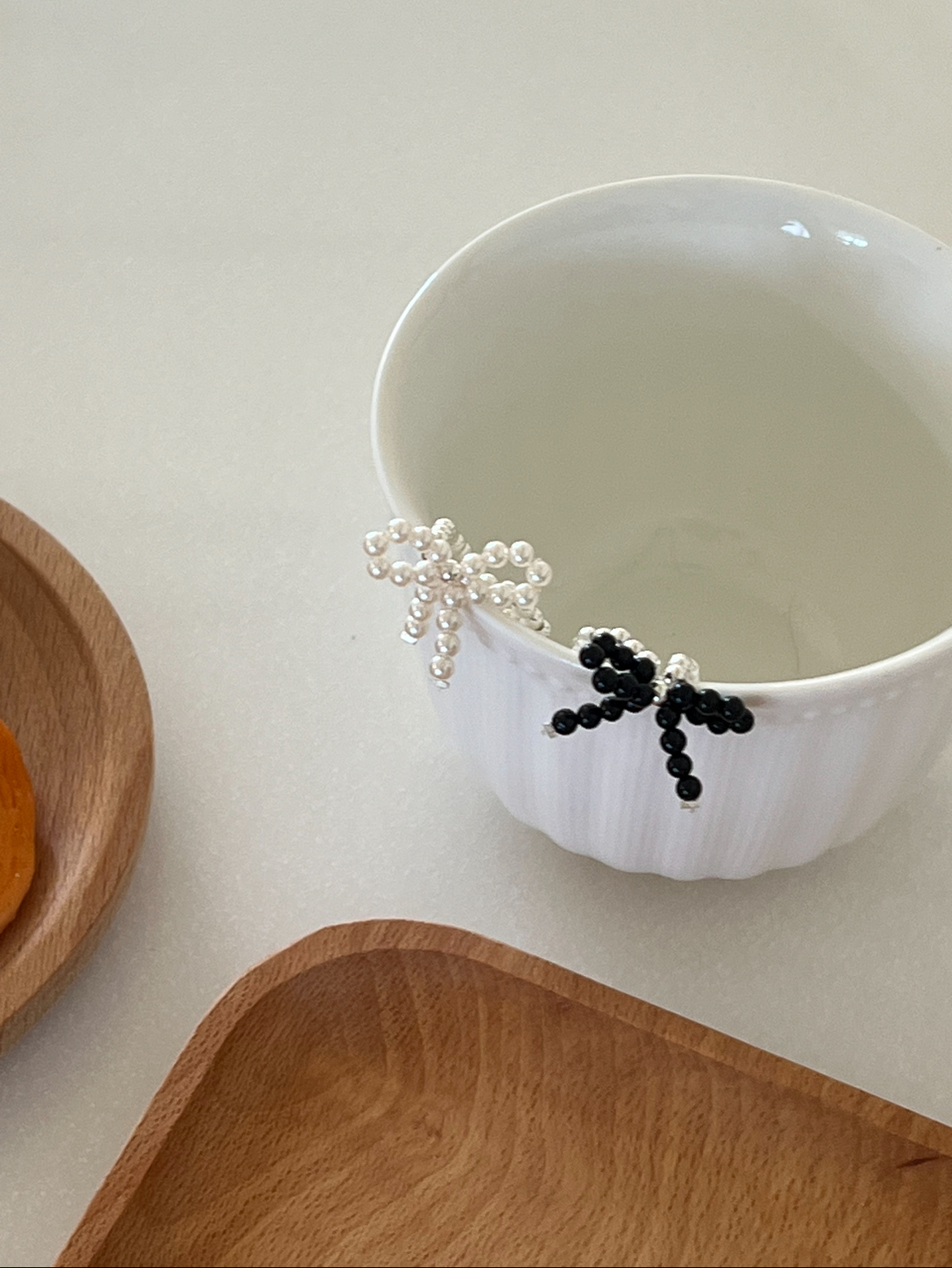 my love🎀925純銀蝴蝶結串珠戒指 Black（現貨）