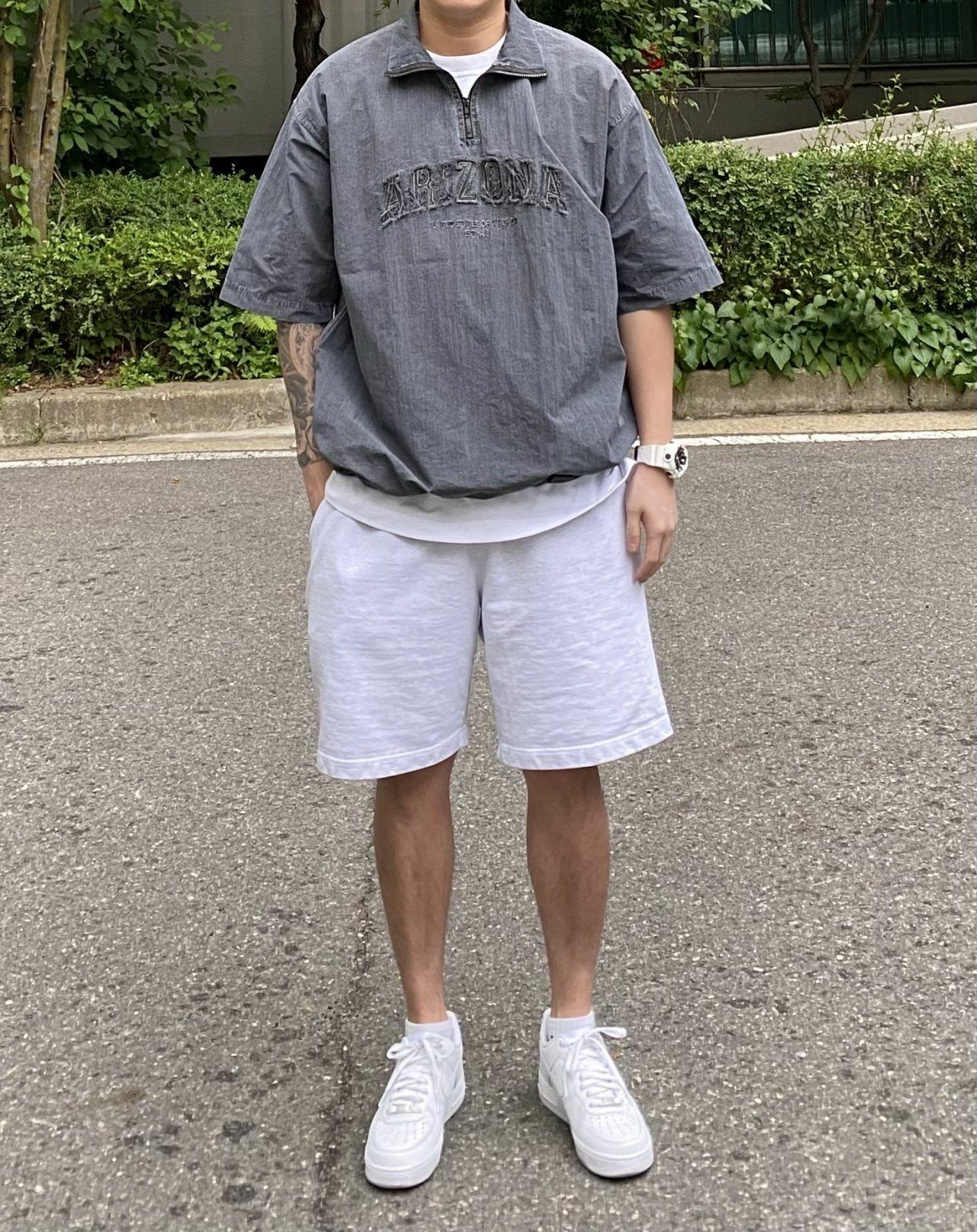 企領半拉鍊英文字短袖Tee T5531