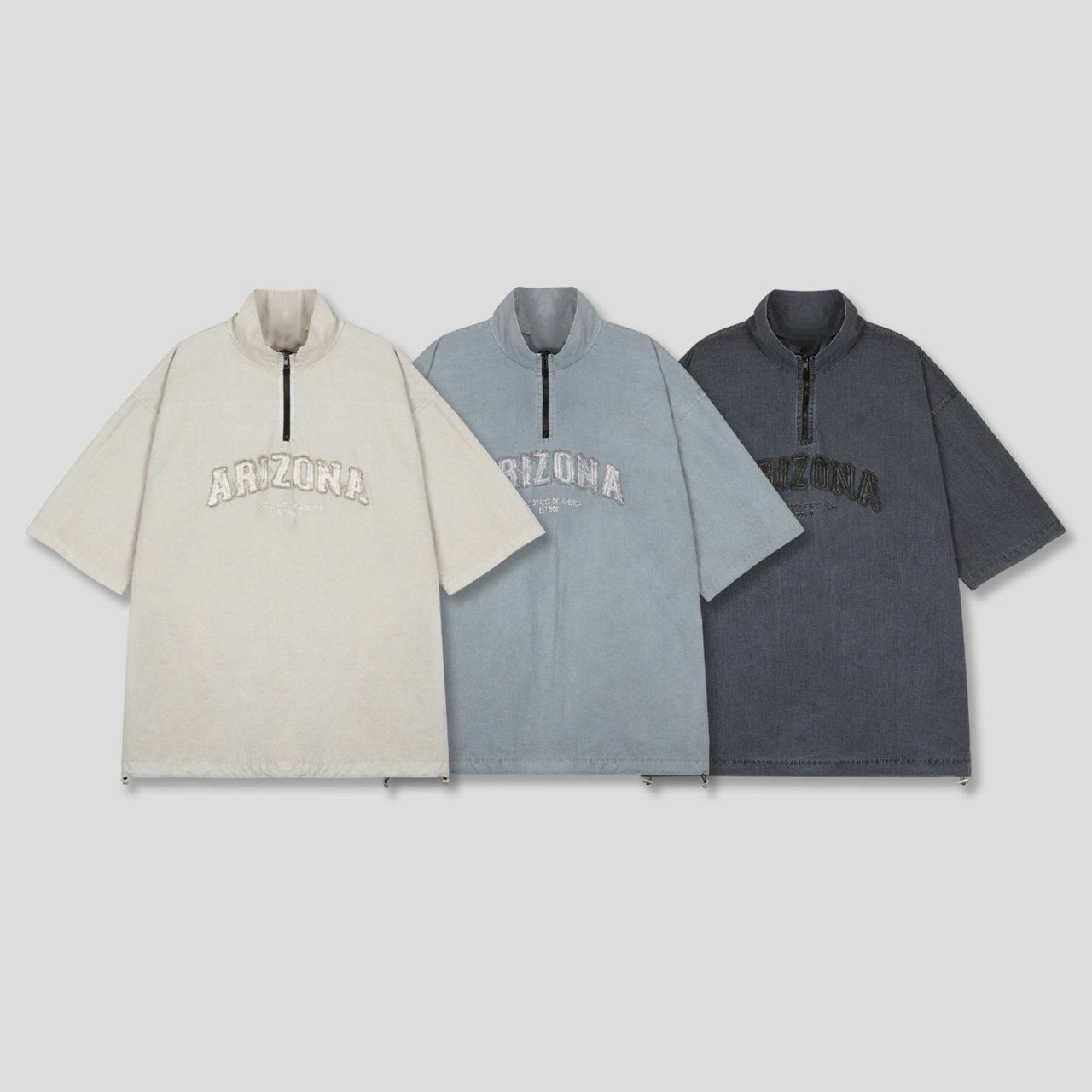 企領半拉鍊英文字短袖Tee T5531