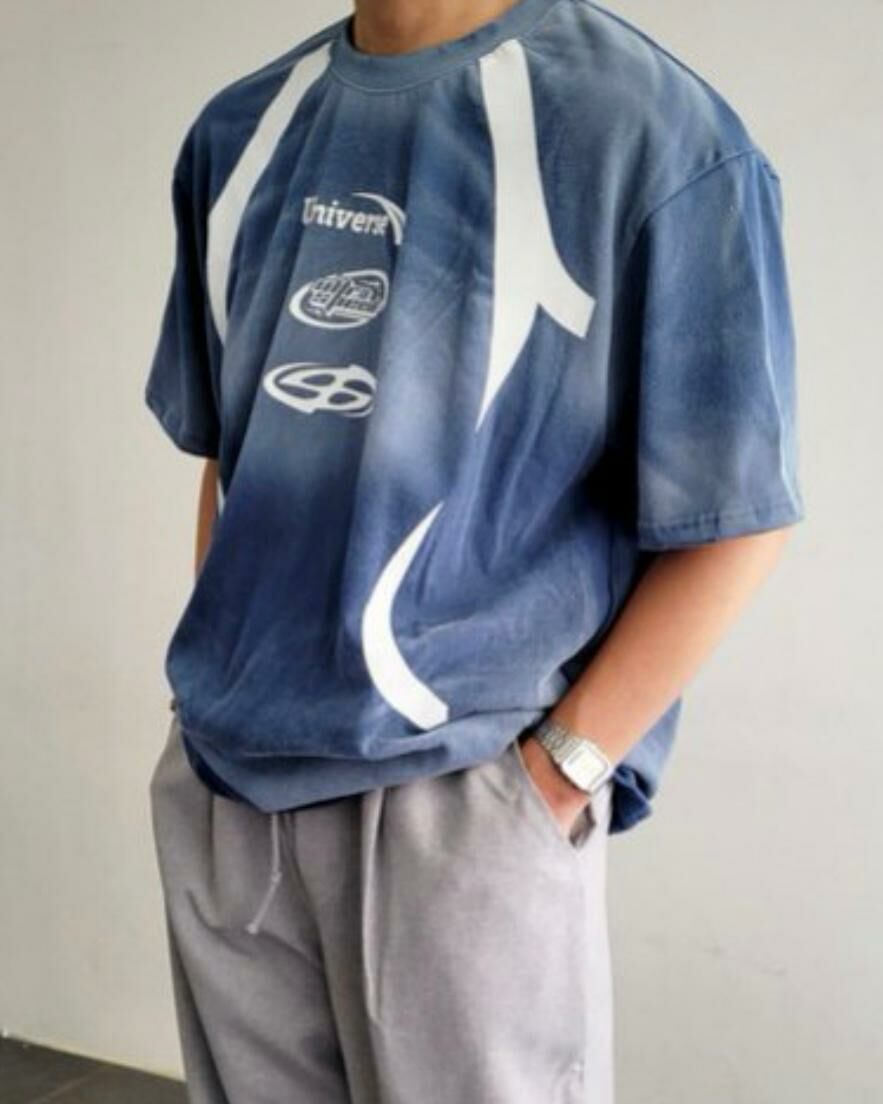 仿污英文字圖案短袖Tee T5518