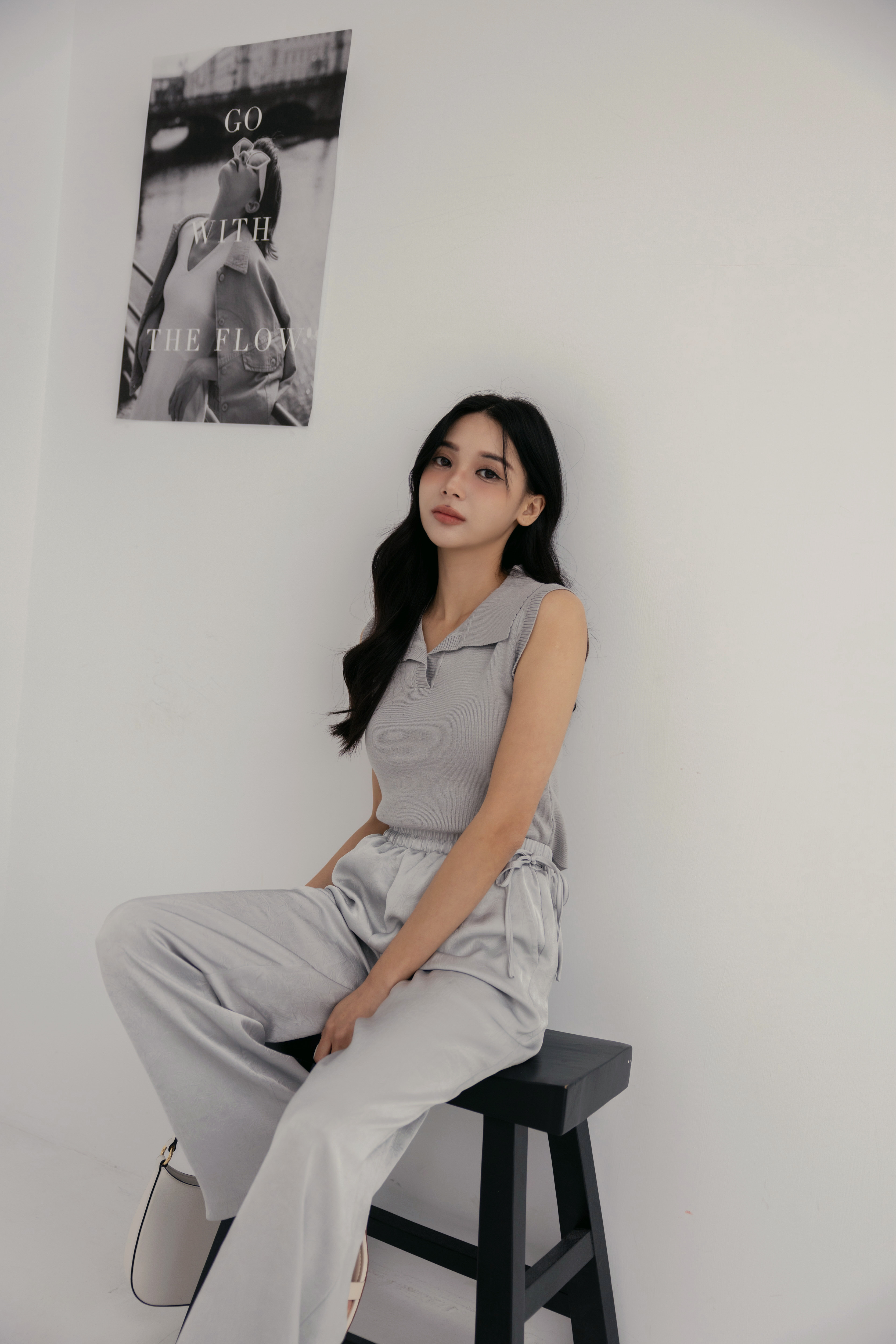 花灰邊領薄針織背心