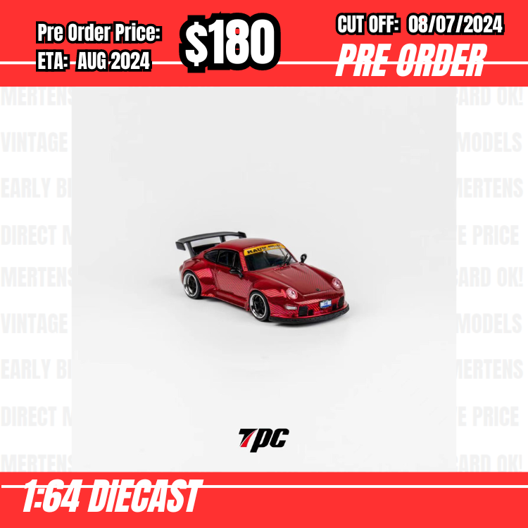 PO-$180 * Flame Model * 1:64 RWB964 Chrome Carbon Red [OD04/07]