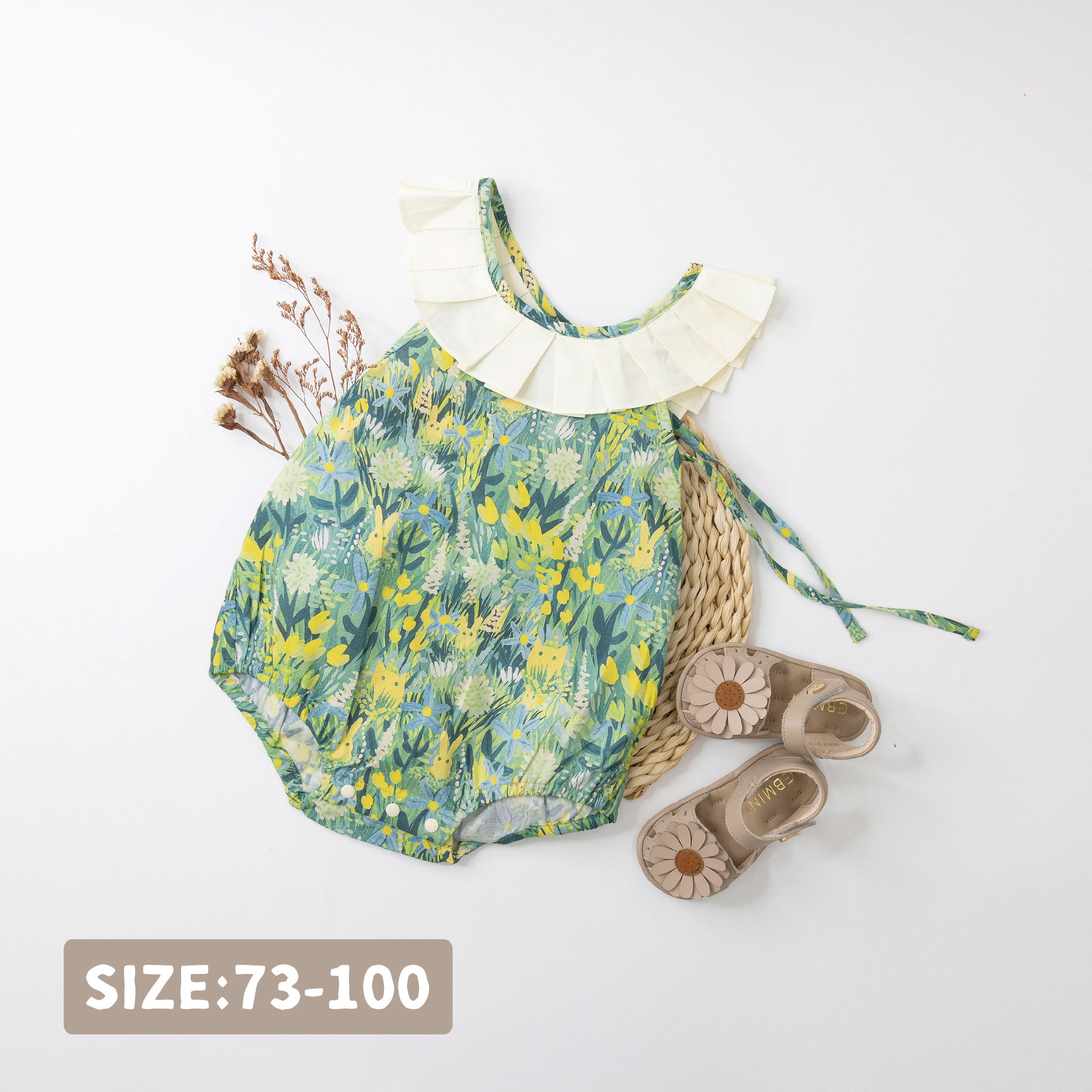 【JG0175】童趣森林水彩塗鴉後綁帶包屁衣