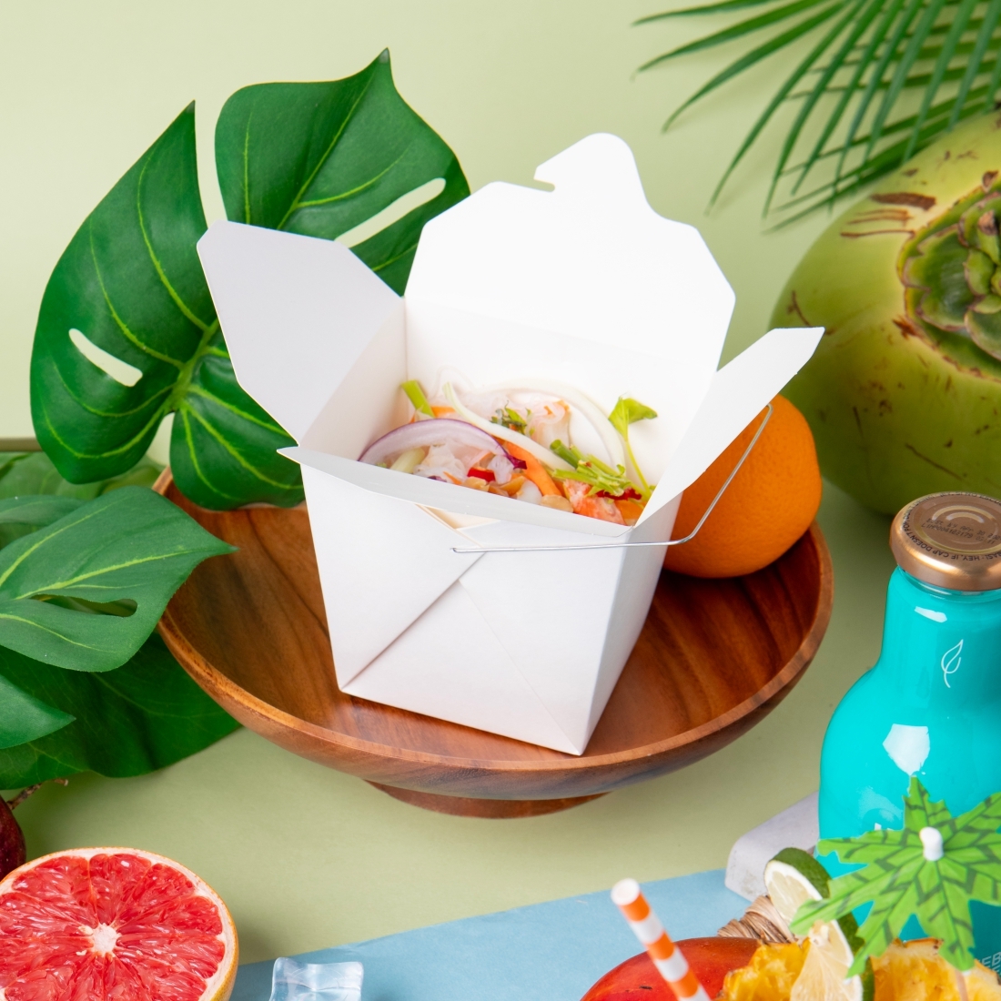 手提鐵絲外帶盒 32oz 3號