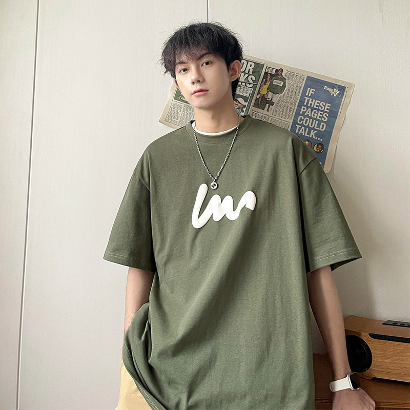 Casual loose T-shirt (S-5XL gray green) [Please contact customer service to confirm the shipping size after placing an order]]