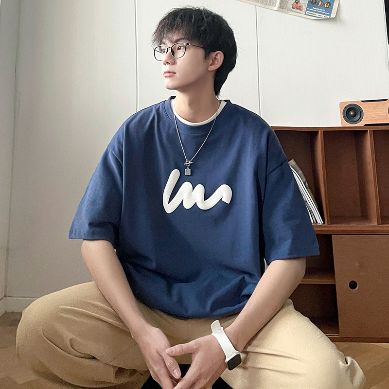 Casual loose T-shirt (S-5XL navy blue) [Please contact customer service to confirm the shipping size after placing an order]]