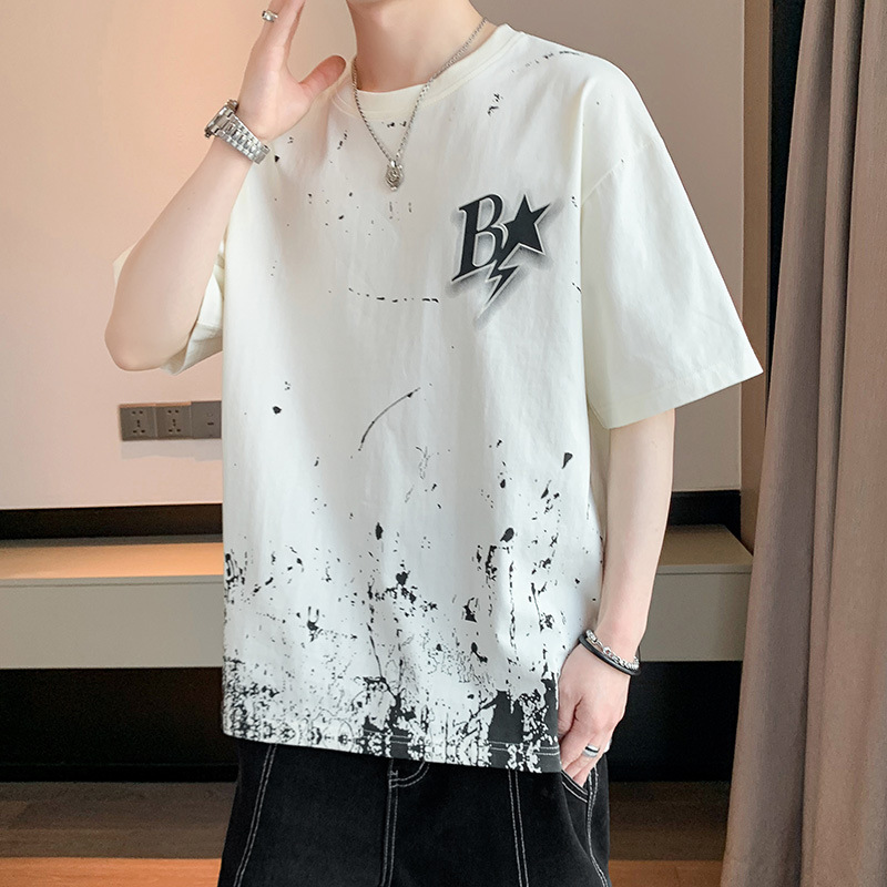 Casual loose fit T-shirt (size M-3XL 26004 white) [Please contact customer service to confirm the shipping size after placing an order]]