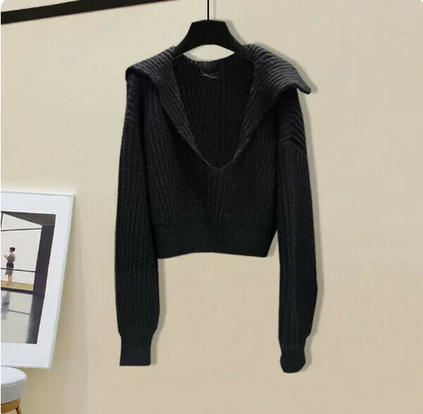 Skinny knitted sweater#Single piece (black) [M-4XL size] [Contact customer service to confirm size after placing an order]]