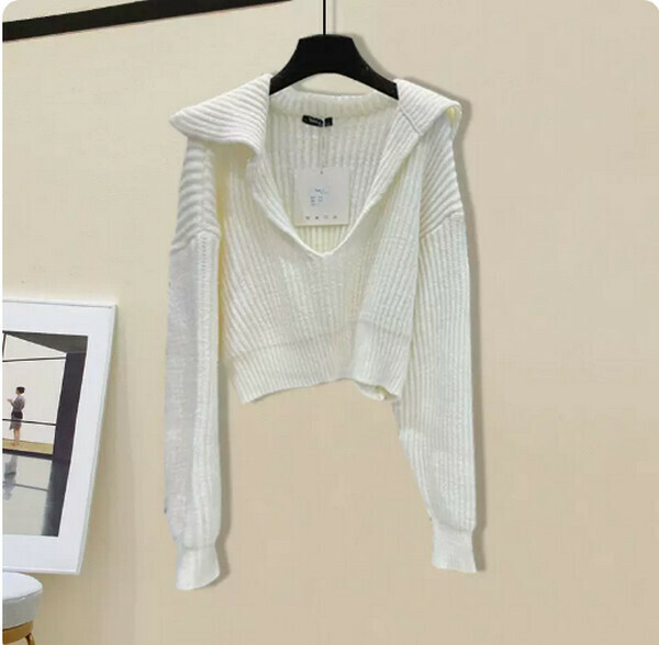 Skinny knit sweater#Single piece (white) [M-4XL size] [Contact customer service to confirm size after placing an order]]