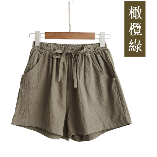Cotton and Linen Shorts (Army Green) (S-XL size) (contact customer service to confirm size after placing an order)】