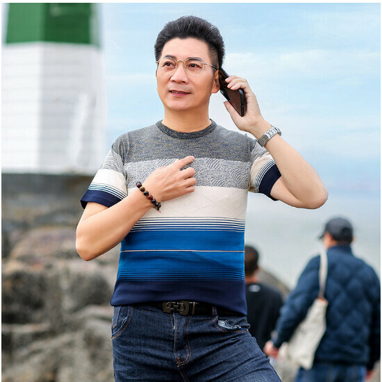 Crew neck short sleeve T-shirt [205 blue] size [M-XXXL] [contact customer service to confirm the shipping size after placing an order]]