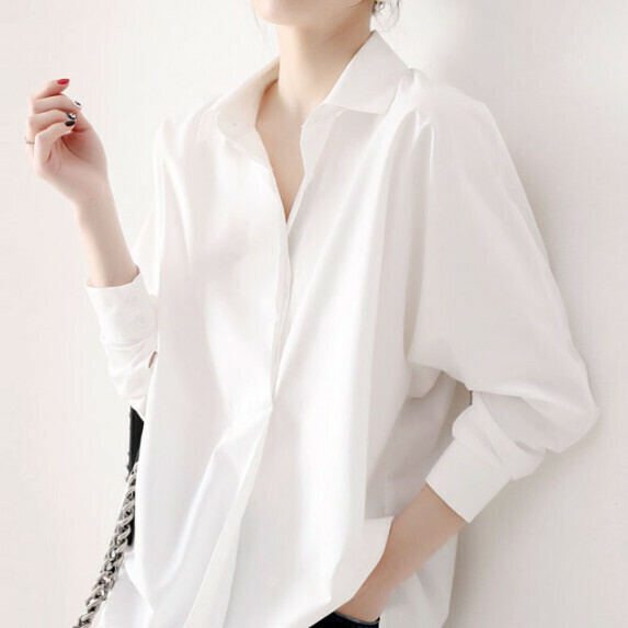 Chiffon shirt long-sleeved women's spring and autumn (white [size S_2XL] (contact customer service to confirm the shipping size after placing an order)】