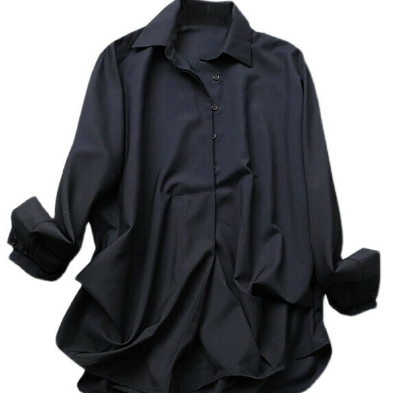 Chiffon Shirt Long Sleeve Women's Spring and Autumn (Black [S_2XL Size] (Contact customer service to confirm the shipping size after placing an order)】