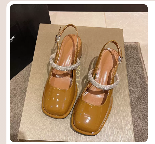 爆款粗跟方頭瑪麗珍女鞋（棕色升級版/35-40碼）（下單後聯絡客服確認發貨尺碼）】