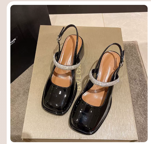 爆款粗跟方頭瑪麗珍女鞋（黑色升級版/35-40碼）（下單後聯絡客服確認發貨尺碼）】
