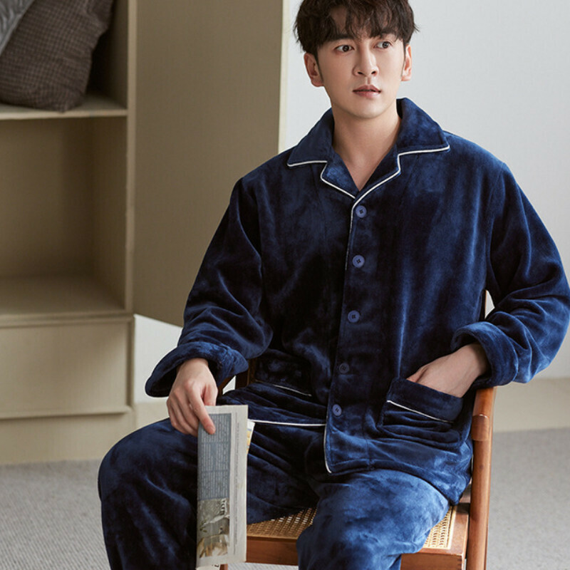 激抵加厚睡衣套裝【L-XXXL碼 SD911033寶藍-男】【下單后聯絡客服確認發貨尺碼 】】
