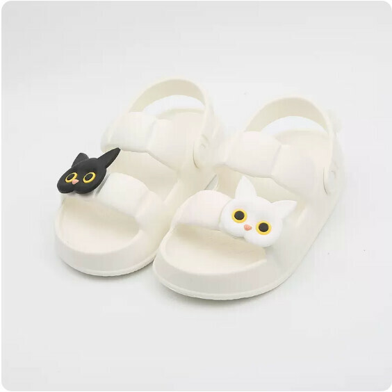Summer Anti-slip Flat Sandals (1903-5 Black and White Cat with White Bottom) [Size 36-41] [Contact Customer Service to Confirm Shipping Size After Placing an Order]]