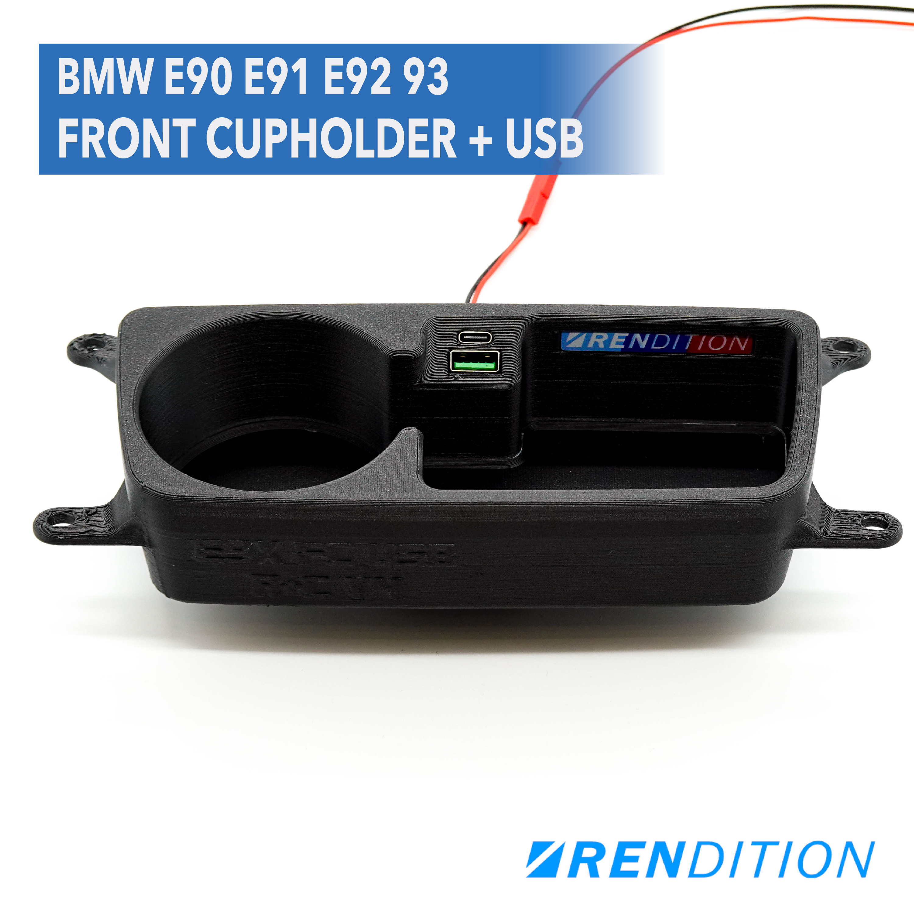 BMW E9X FRONT CUPHOLDER + USB (E90 E91 E92 E93)