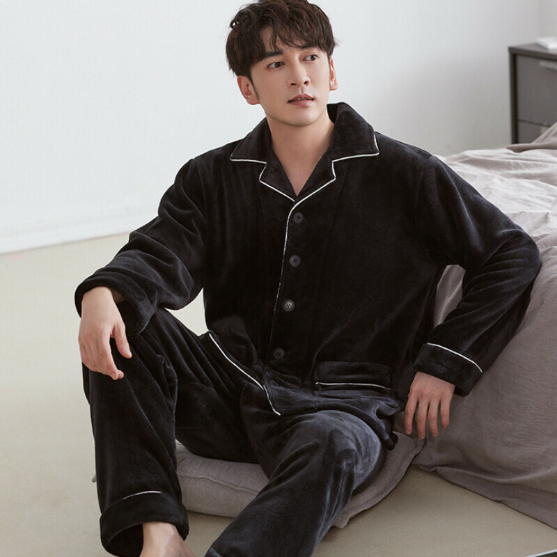 熱賣加厚睡衣套裝【L-XXXL碼 SD911033雅黑-男】【下單后聯絡客服確認發貨尺碼 】】