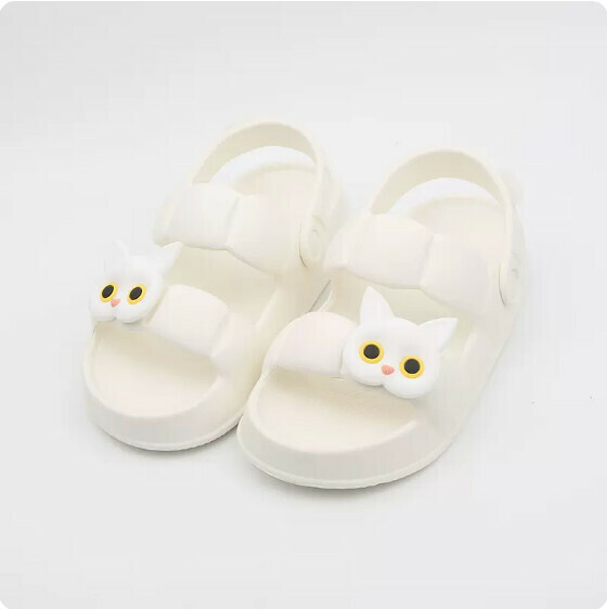 Summer non-slip flat flat petal sandal sandals sandals (1903-5 white cat with white soles) [36-41 size] [contact customer service to confirm the shipping size after placing an order]]