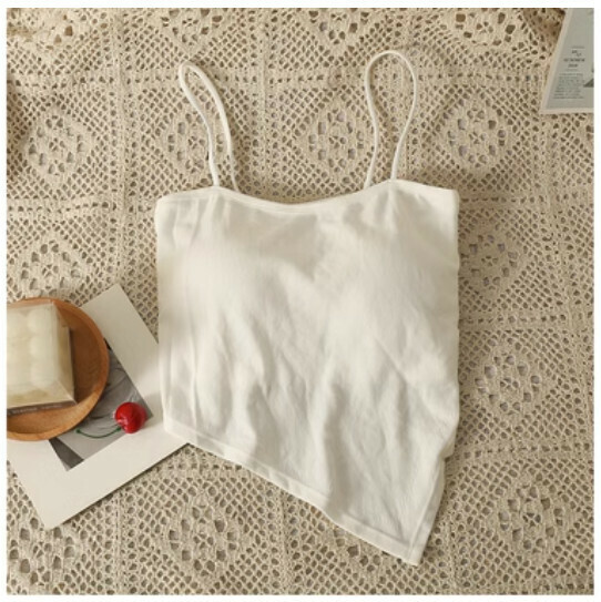 Irregular camisole, short bandeau top (white) (one size)】