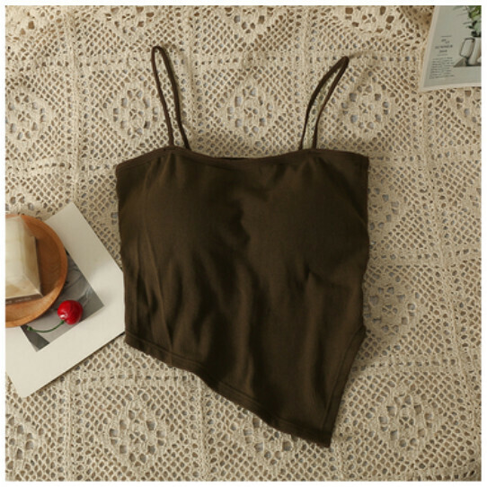 Irregular camisole, short bandeau top (coffee color) (one size)】