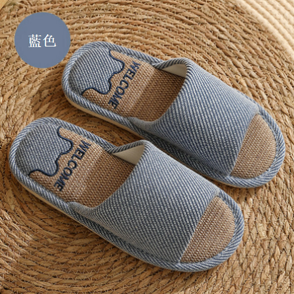 Linen sandals [blue] [40-45 size] [contact customer service to confirm size after placing an order]