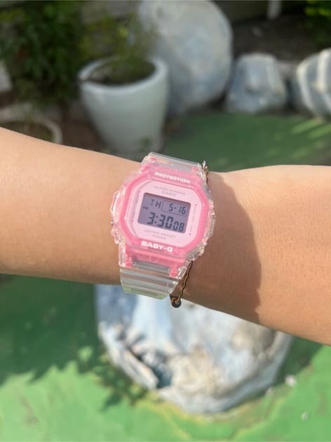 萬年鐘錶 - BABY-G  清透亮眼睛透粉經典方型防震電子錶 BGD-565SJ-7 錶徑 : 37.9 MM