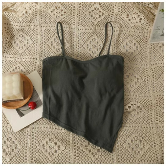 Irregular camisole, short bandeau top (dark gray) (one size)】