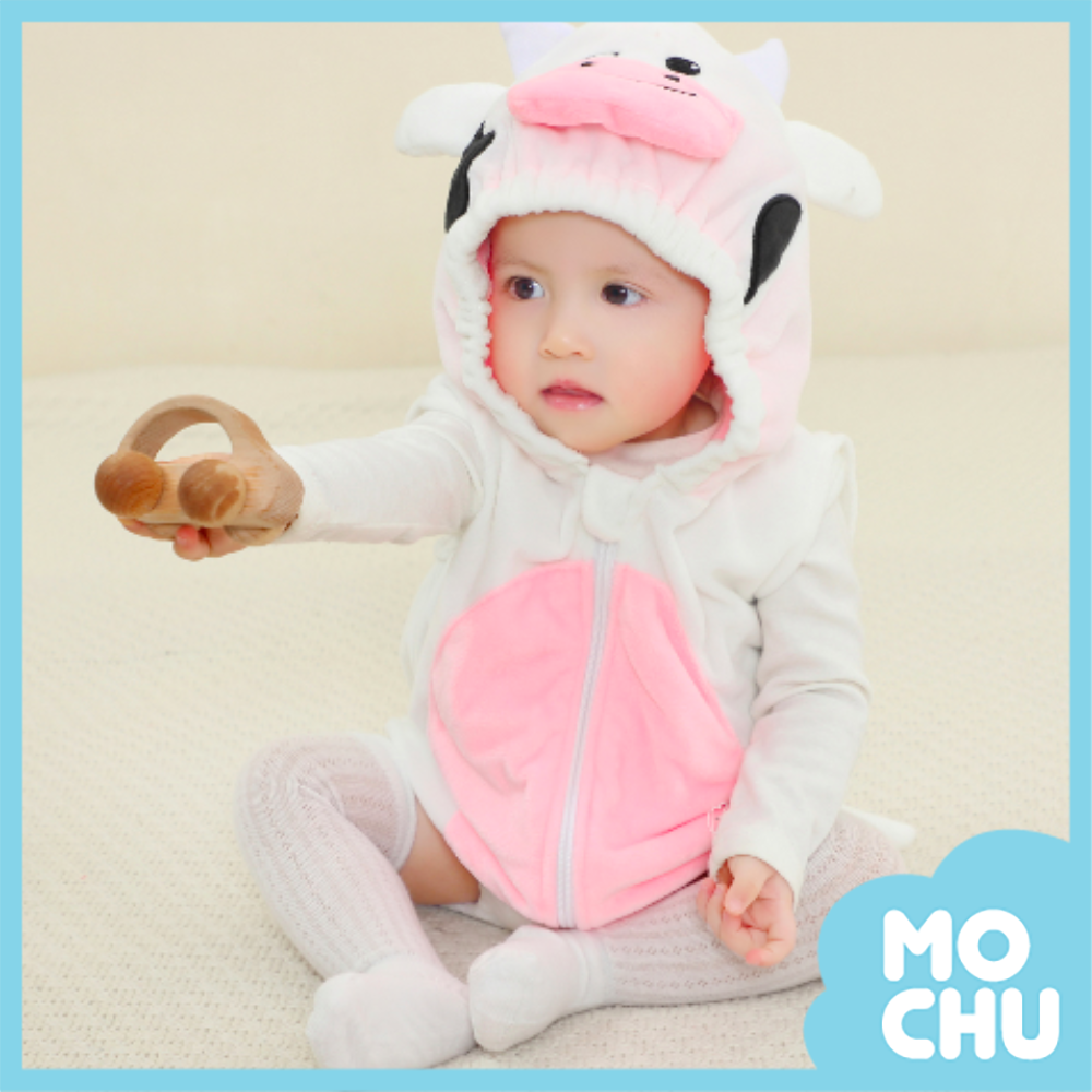 粉白牛牛柔軟背心包屁衣