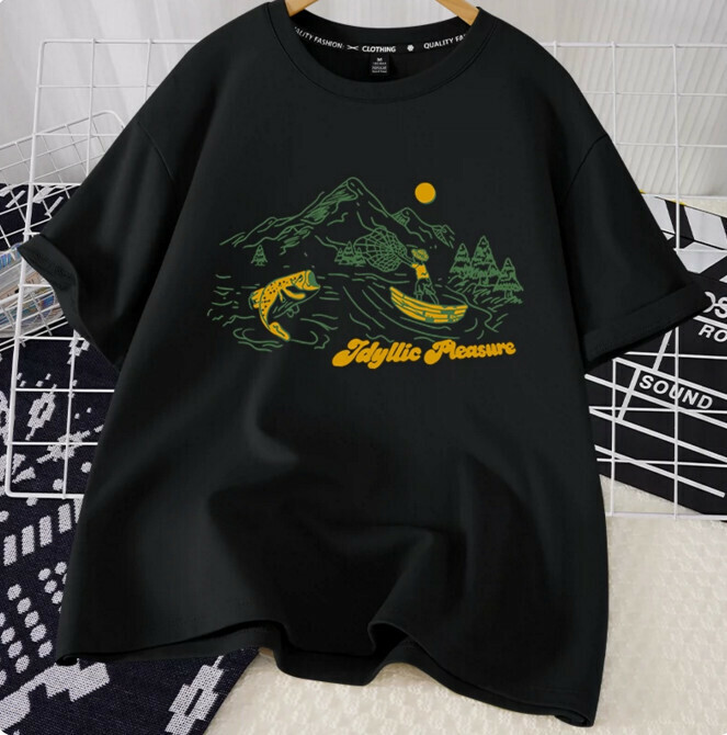 Casual loose short-sleeved T-shirt (black bay S-2XL) (contact customer service to confirm the shipping size after placing an order)】
