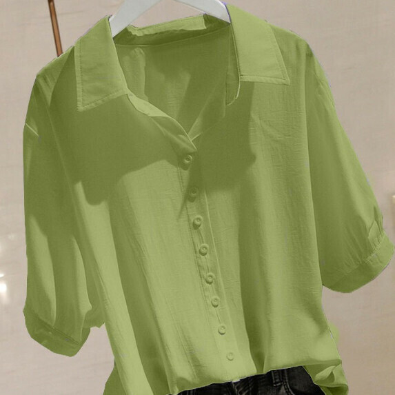 College Style Short Sleeve Shirt Women's Summer (Green [S_3XL Size] (Contact Customer Service to Confirm Shipping Size after placing an order)】