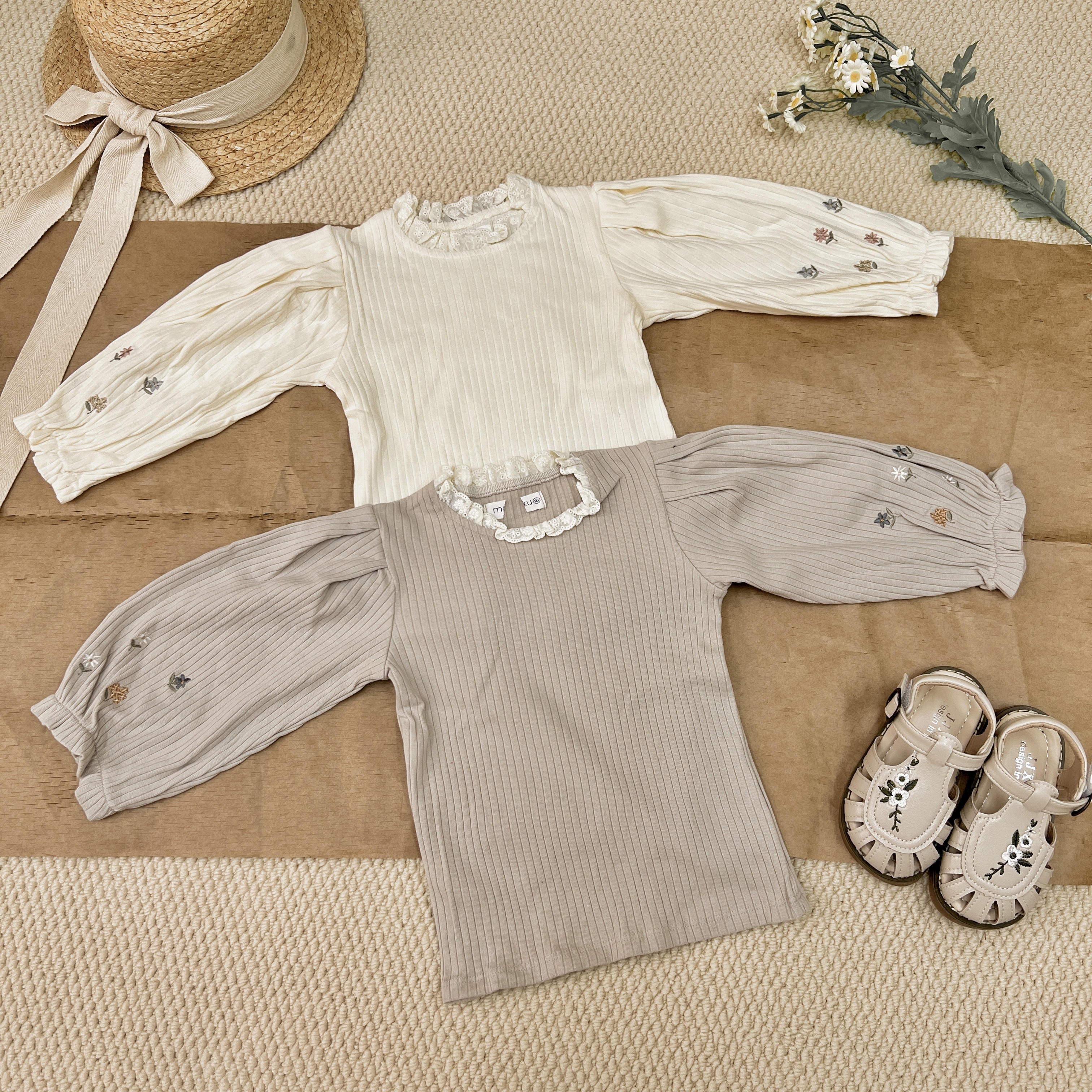 🤎日單 𝐌𝐚𝐦𝐚𝐫𝐚𝐤𝐮 刺繡花長袖上衣