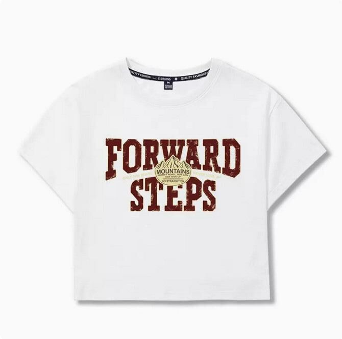 Short-sleeved T-shirt (white Steps Forward S-L size) (Contact customer service to confirm the shipping size after placing an order)】