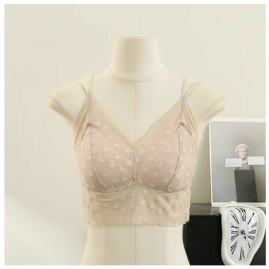 Camisole, inner with chest pad, crop top (pink) (one size)】