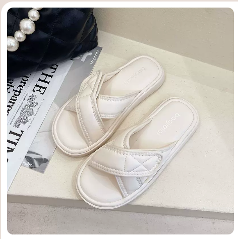 Soft-soled cross-strap slippers (off-white upgraded version/size 35-40) (contact customer service to confirm the shipping size after placing an order)】