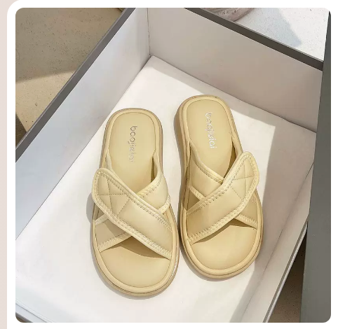 Soft-soled cross-strap slippers (light yellow upgraded version/size 35-40) (contact customer service to confirm the shipping size after placing an order)】