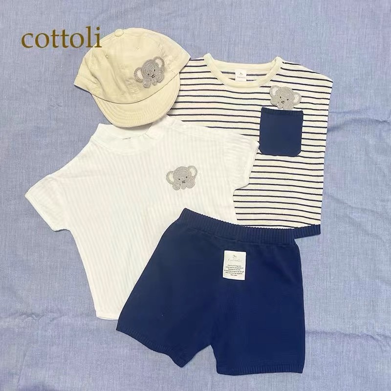 日單 𝐂𝐨𝐭𝐭𝐨𝐥𝐢 動物口袋條紋薄針織背心套裝 (不連短袖上衣)